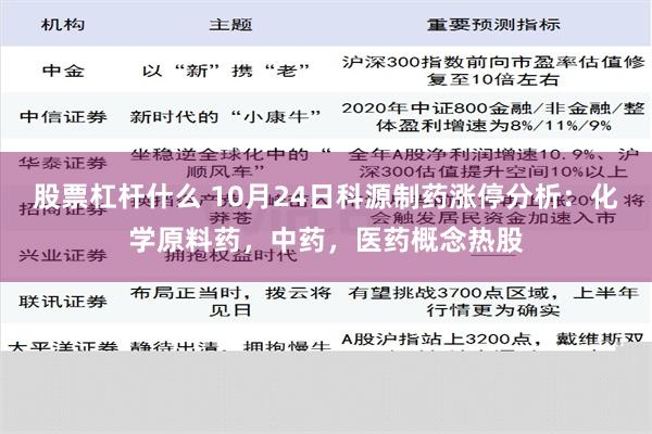 股票杠杆什么 10月24日科源制药涨停分析：化学原料药，中药，医药概念热股